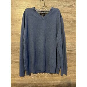 Nordstrom 100% Merino Wool V-Neck Sweater Men Sz XL Dark Blue Long Sleeves
